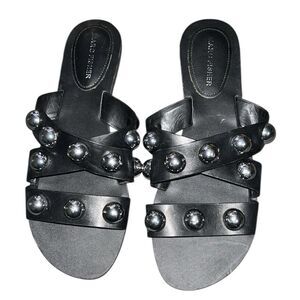 Marc Fischer Studded Slip on Black/Silver Sandals(Size 9M)